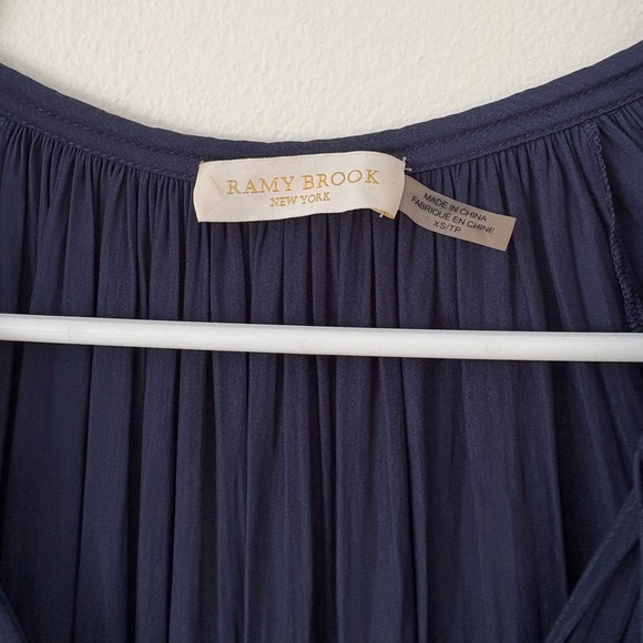 Ramy Brook Navy Raylene Tiered V Neck Long Sleeve Mini Dress Size XS - Picture 5 of 7